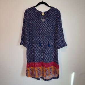 Faded Glory Navy Paisley Pattern Tunic Dress, Size L (12-14)
